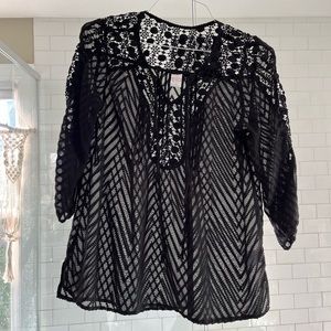 Bila Mesh Embroidered Sleeve Top